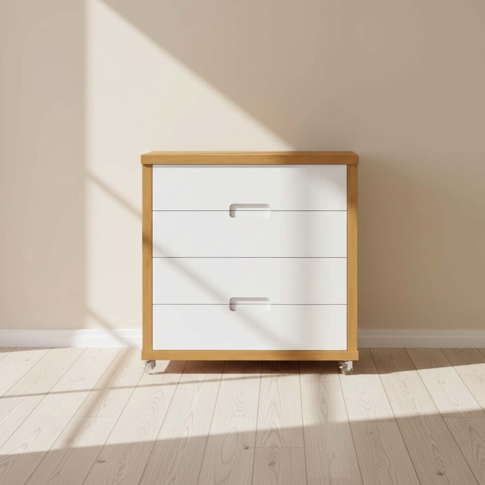 COMODA CAJONERA 4 CAJONES MDF BLANCO TUTTO