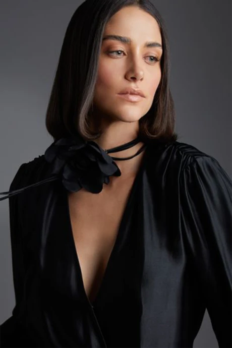 Broche Flor Amelie Negro