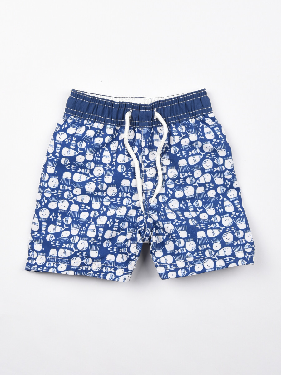 Short de baño - Estampado azul 