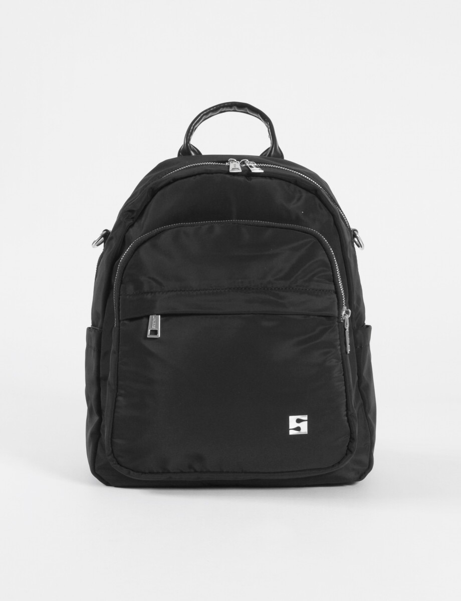 Mochila - bandolera grande con correa cordon - negro 