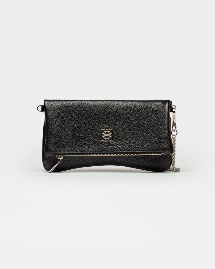 Mini bag Curve en cuero graneado Negro