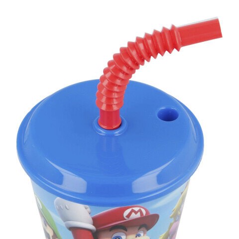 Vaso Plástico con Pajita Retráctil Mario Bros 430 ml U