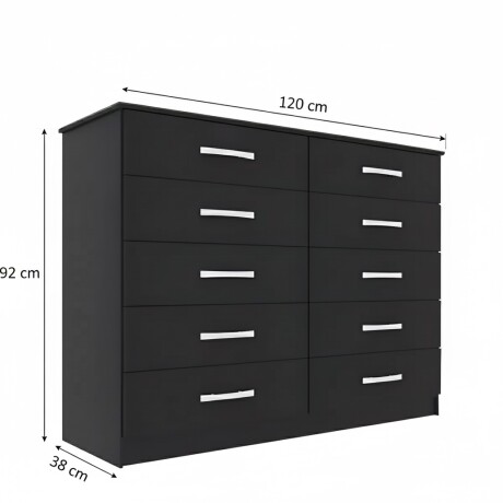 CÓMODA CAJONERA GUARDARROPA 10 CAJONES NEGRO
