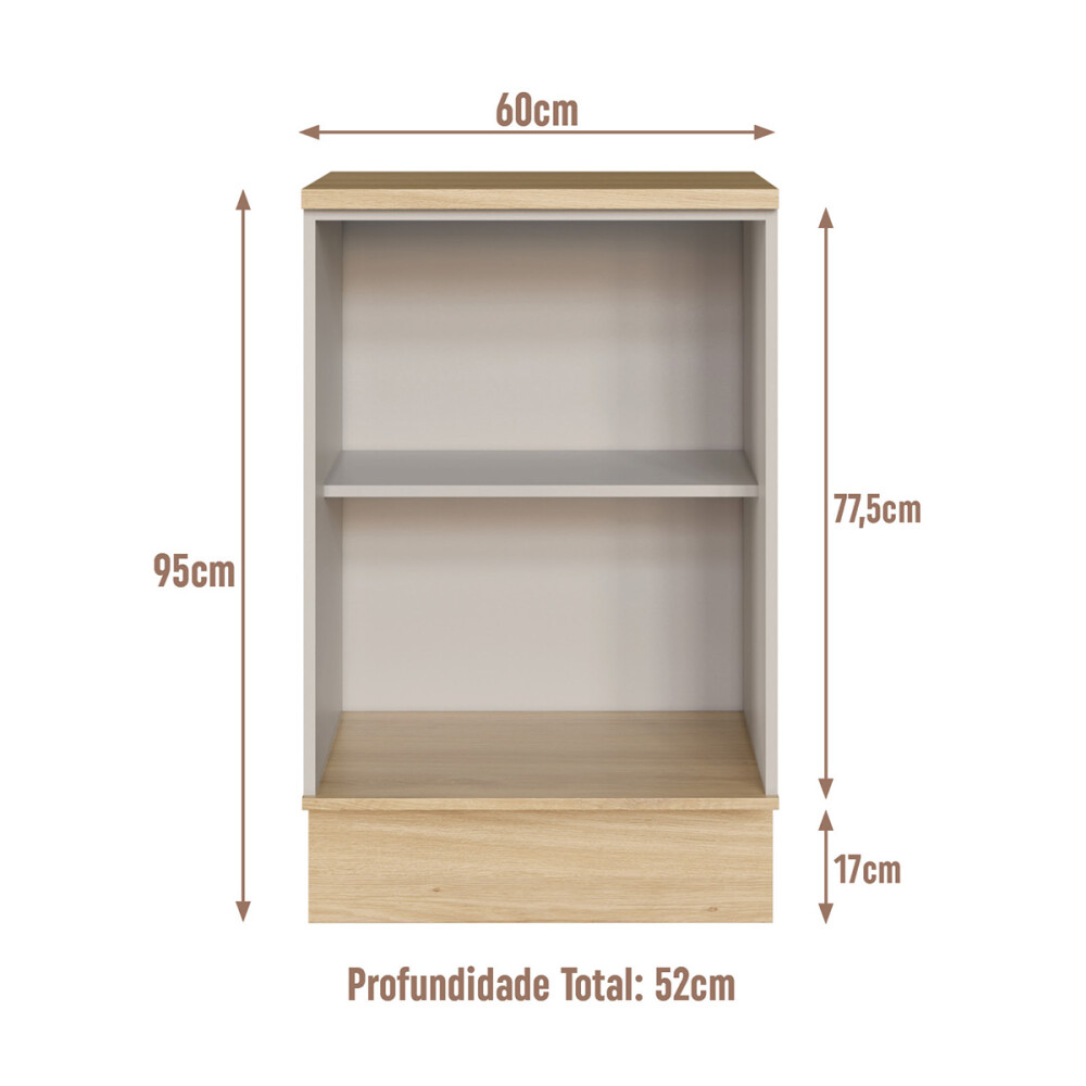 Bajo mesada Everest 0,60 m con 1 puerta Color: Carvalho/Panna Bajo Mesada Everest 0,60 M Con 1 Puerta Color: Carvalho/panna