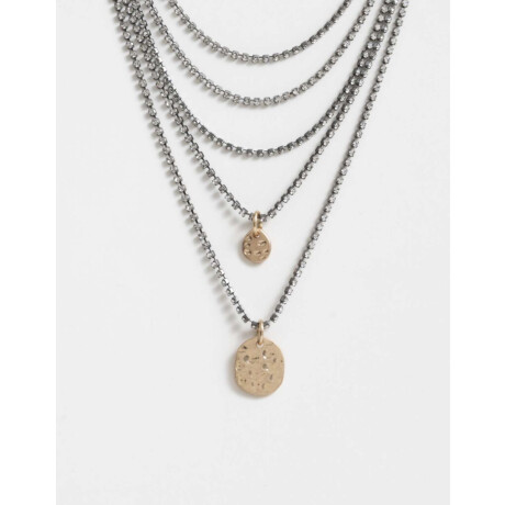 Collar Multilayer Con Dije Plateado Hematite