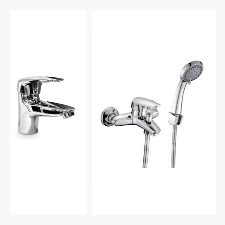 JUEGO DE GRIFERIA INCLUYE DUCHA EXTERIOR Y LAVATORIO BAJO CROMO