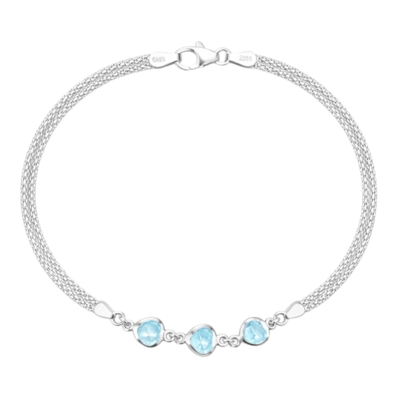 Pulsera Cordon Palomita-Plata rodinada 925-Piedra Zirconia celeste-Pu2017 conpiedra