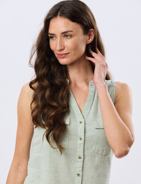 CAMISA DE LINO Menta