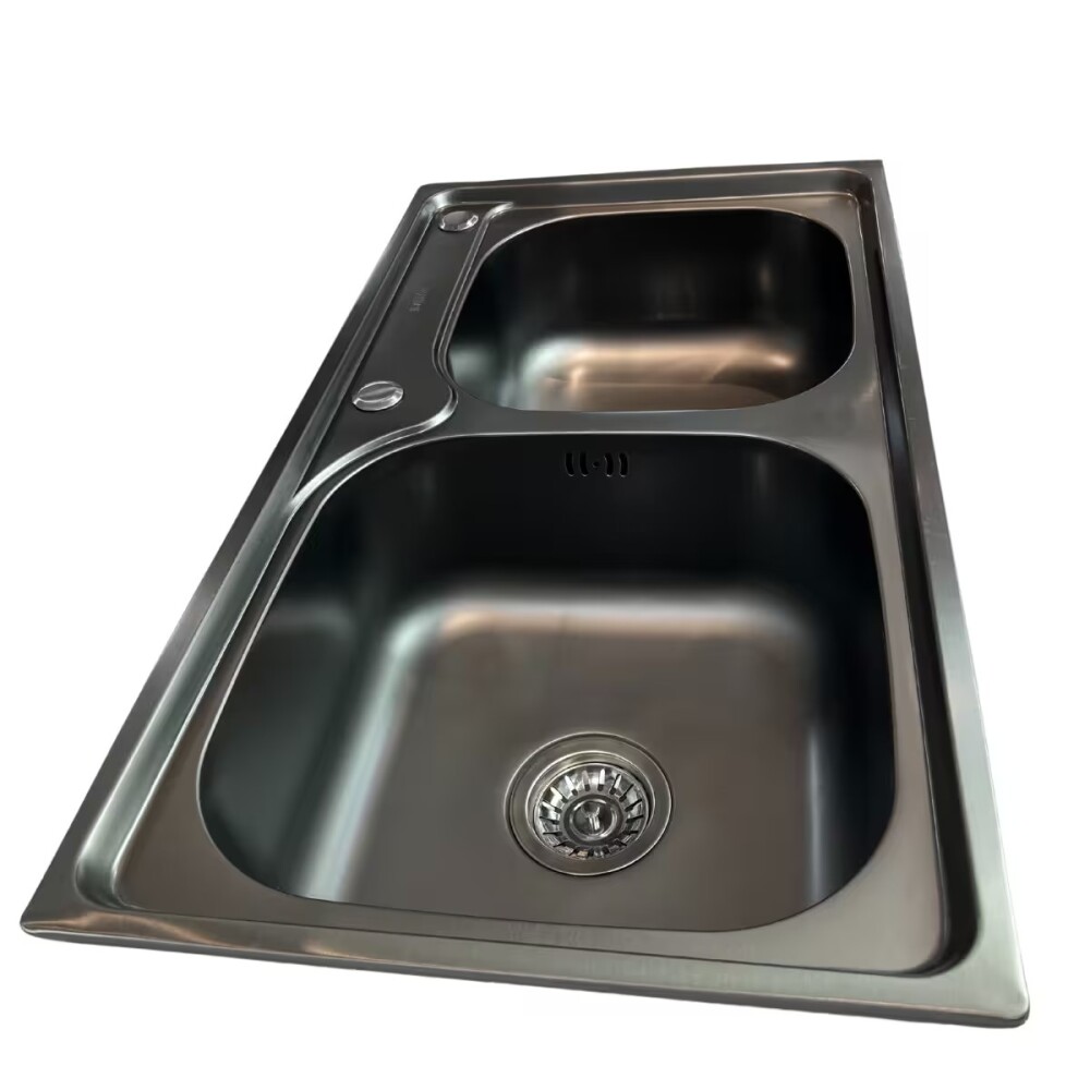 Pileta Doble cocina negra acero inox. 78x43x19 cm Pileta Doble Cocina Negra Acero Inox. 78x43x19 Cm