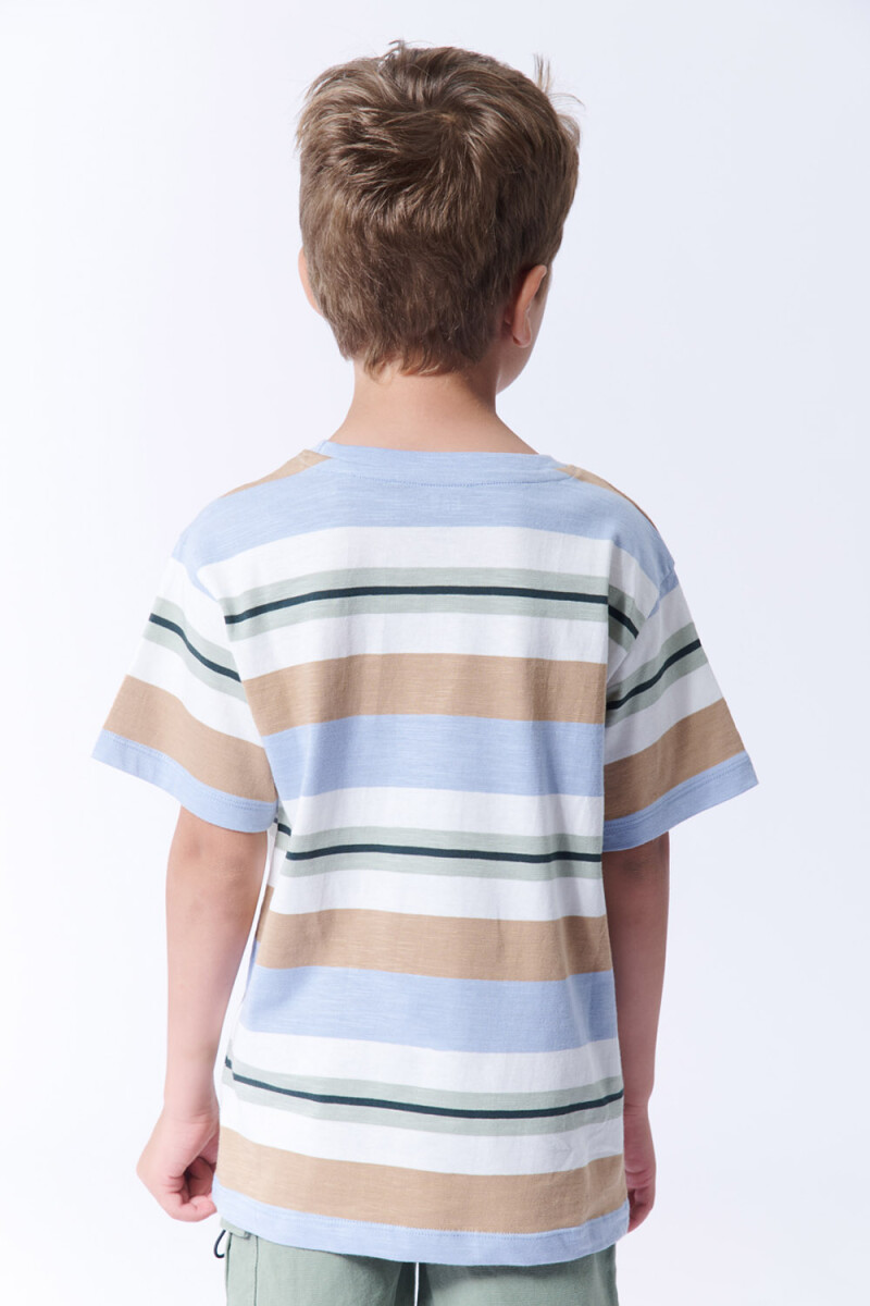Remera slub rayas Multicolor Blanco