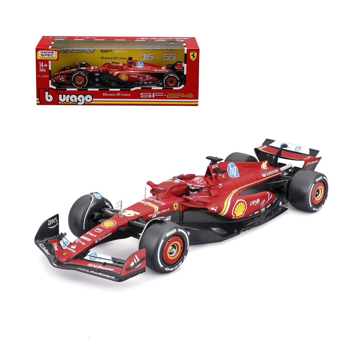 Auto Bburago Formula 1 Ferrari Escala 1:24 - Charles Leclerc 
