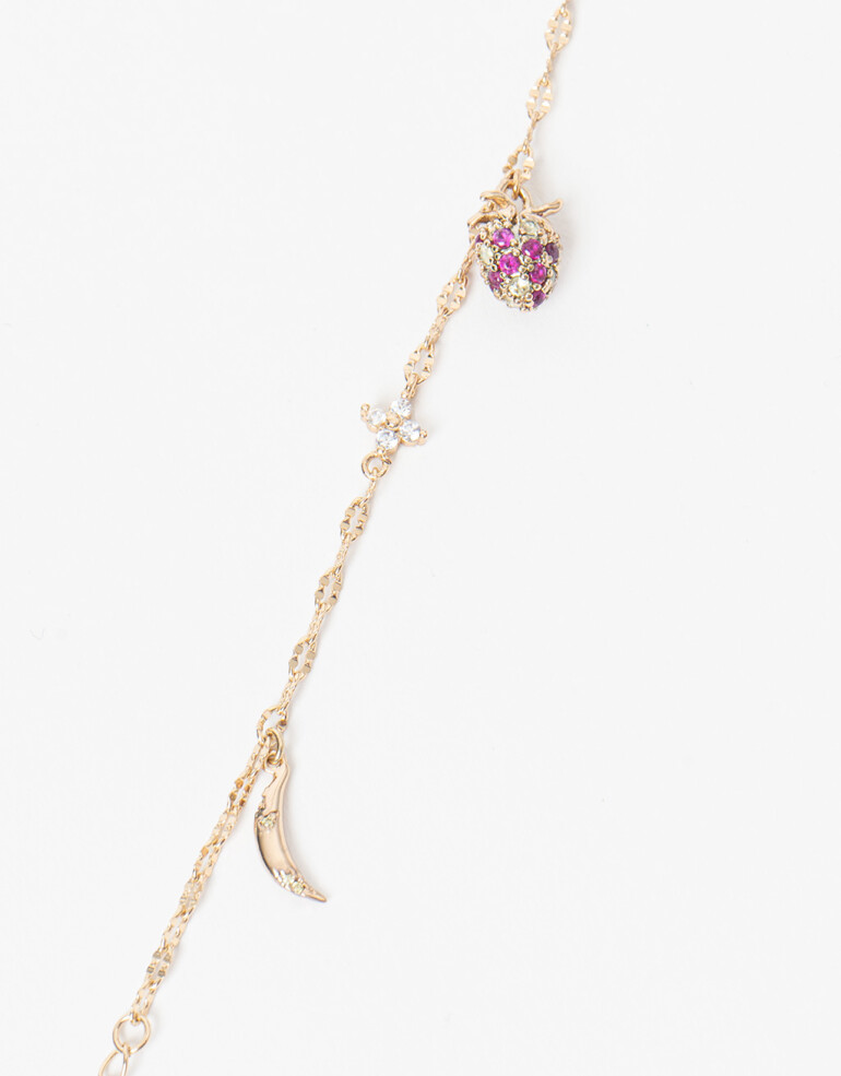 Pulseras Flexibles Strass Pulsera Flexible Frutal Con Cubic Zirconia - Dorado