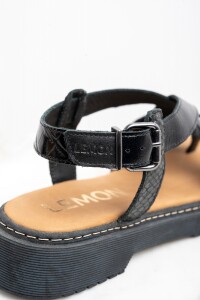 Sandalia Cuero Combinada Negro