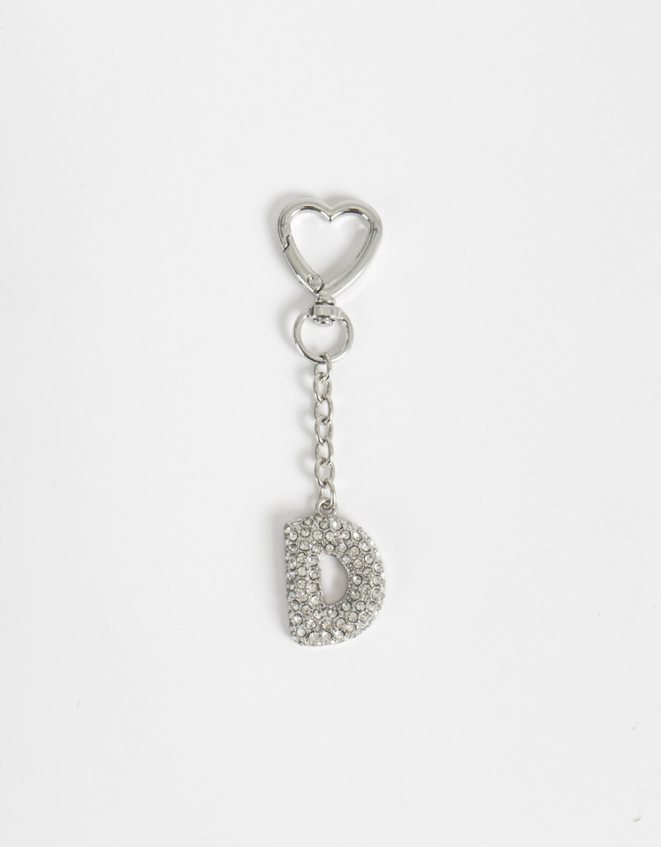 Llavero Y Charm Dije Letra "d" Strass 
