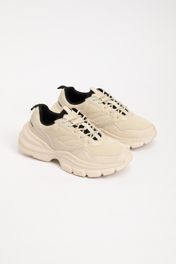 Zapatilla Deportiva Combinada Beige