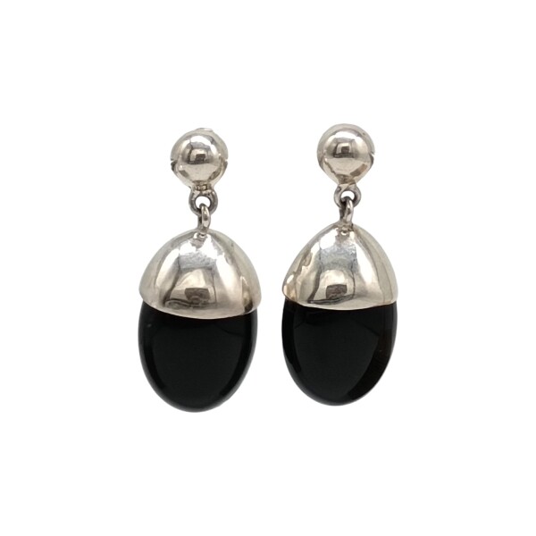 Caravanas ovalo onix - plata 925 - onix - CA8453 conpiedra