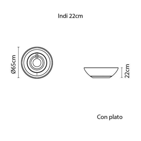 Maceta "INDI" Ø65 x 22cm. marrón con plato TD0301