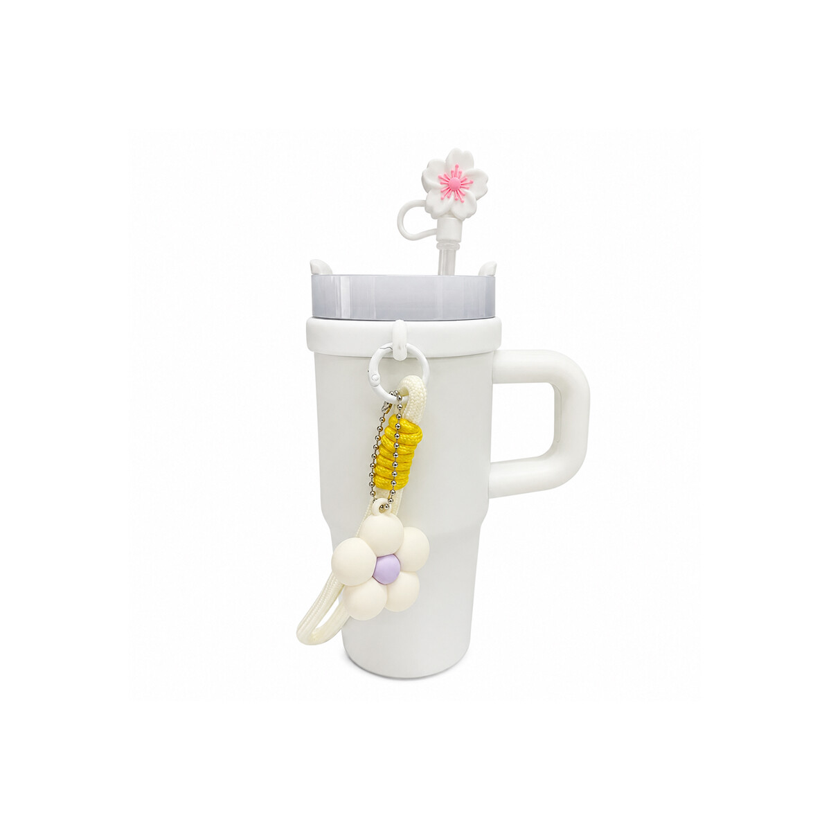 Vaso térmico de acero con accesorios y tapita 420ml - Blanco 