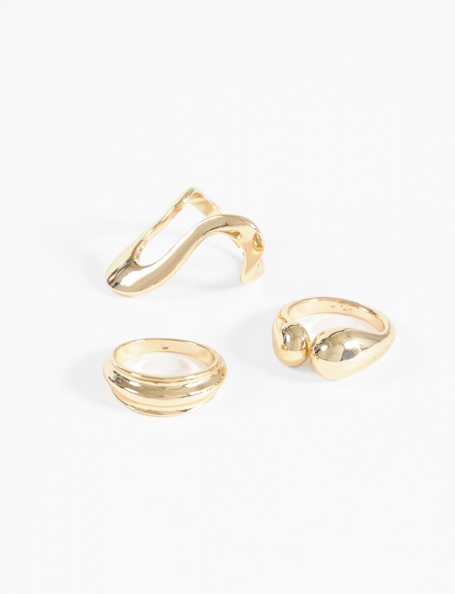 Set 3 anillos irregulares - dorado 