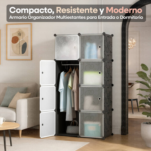 Ropero Armario Placard IMBACK IBK-PLC011 | Modular con 3 Pisos y Puertas, Compacto, Resistente y Moderno Negro Ropero Armario Placard IMBACK IBK-PLC011 | Modular con 3 Pisos y Puertas, Compacto, Resistente y Moderno Negro
