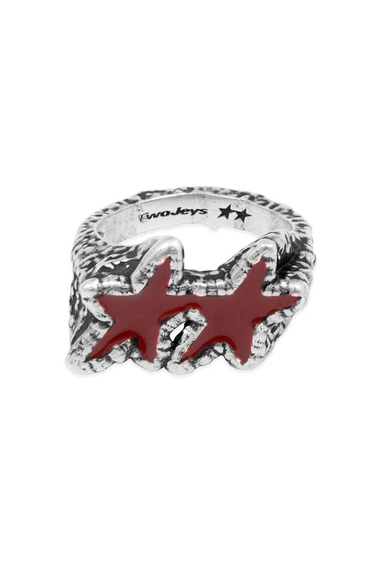Red Melted Stars Ring Plata