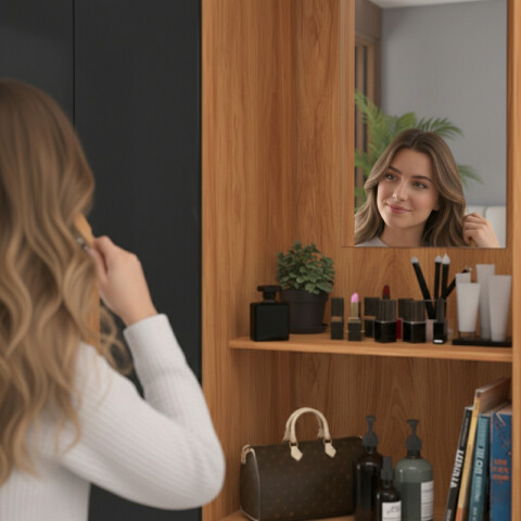 Ropero Cecilia 2 Puertas 2 Cajones con Perchero y Espejo Tocador 101cm MDP - Cinamomo Negro Ropero Cecilia 2 Puertas 2 Cajones con Perchero y Espejo Tocador 101cm MDP - Cinamomo Negro