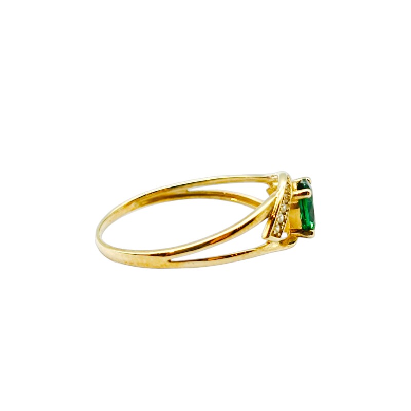 Anillo Halo-Oro Bajo-Piedra Esmeralda y Zirconia-AN8148 conpiedra