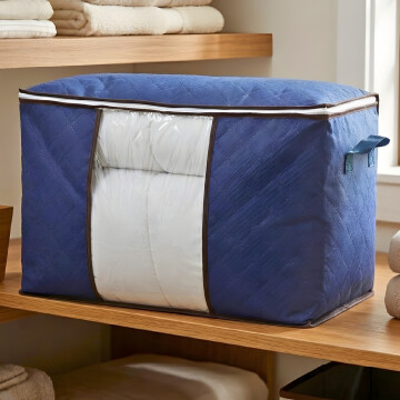 Caja Organizadora De Tela Guarda Mantas Ropa 60x45x30 Cm Color Variante Violeta
