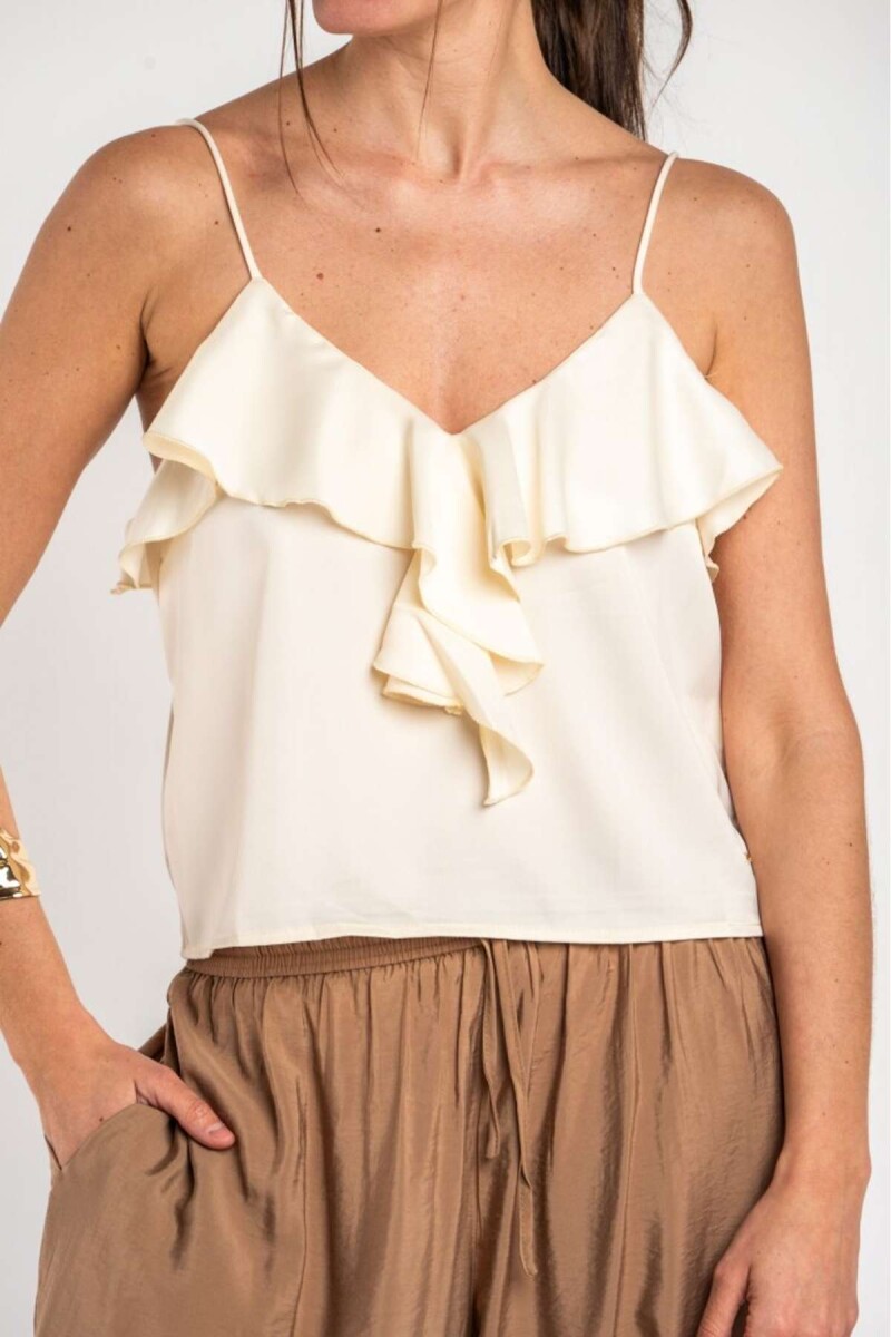 Musculosa Volado Saten - Beige 