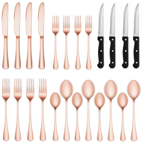 Juego de 24 Cubiertos De Acero Inoxidable Cocina Imback Rosa Juego de 24 Cubiertos De Acero Inoxidable Cocina Imback Rosa