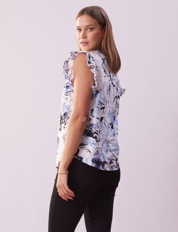 Blusa Printed Mga Volados MULTI/BLANCO