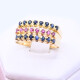Anillo oro 18k triple con zafiros azules y rubíes. Anillo oro 18k triple con zafiros azules y rubíes.
