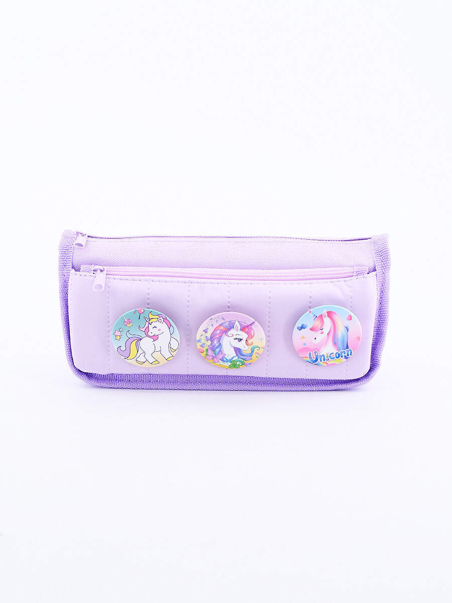 CARTUCHERA CON PINES UNICORNIO - LILA 