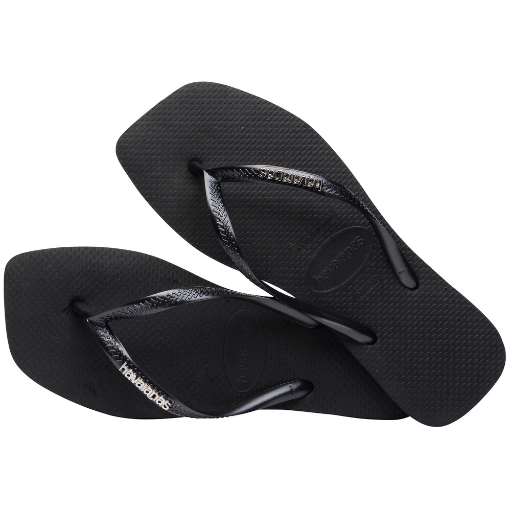 Sandalias Havaianas Sl Sq Logo Met FC Mujer Negro/Plata