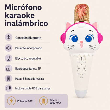 Micrófono karaoke inalámbrico para niños Gatoblanco