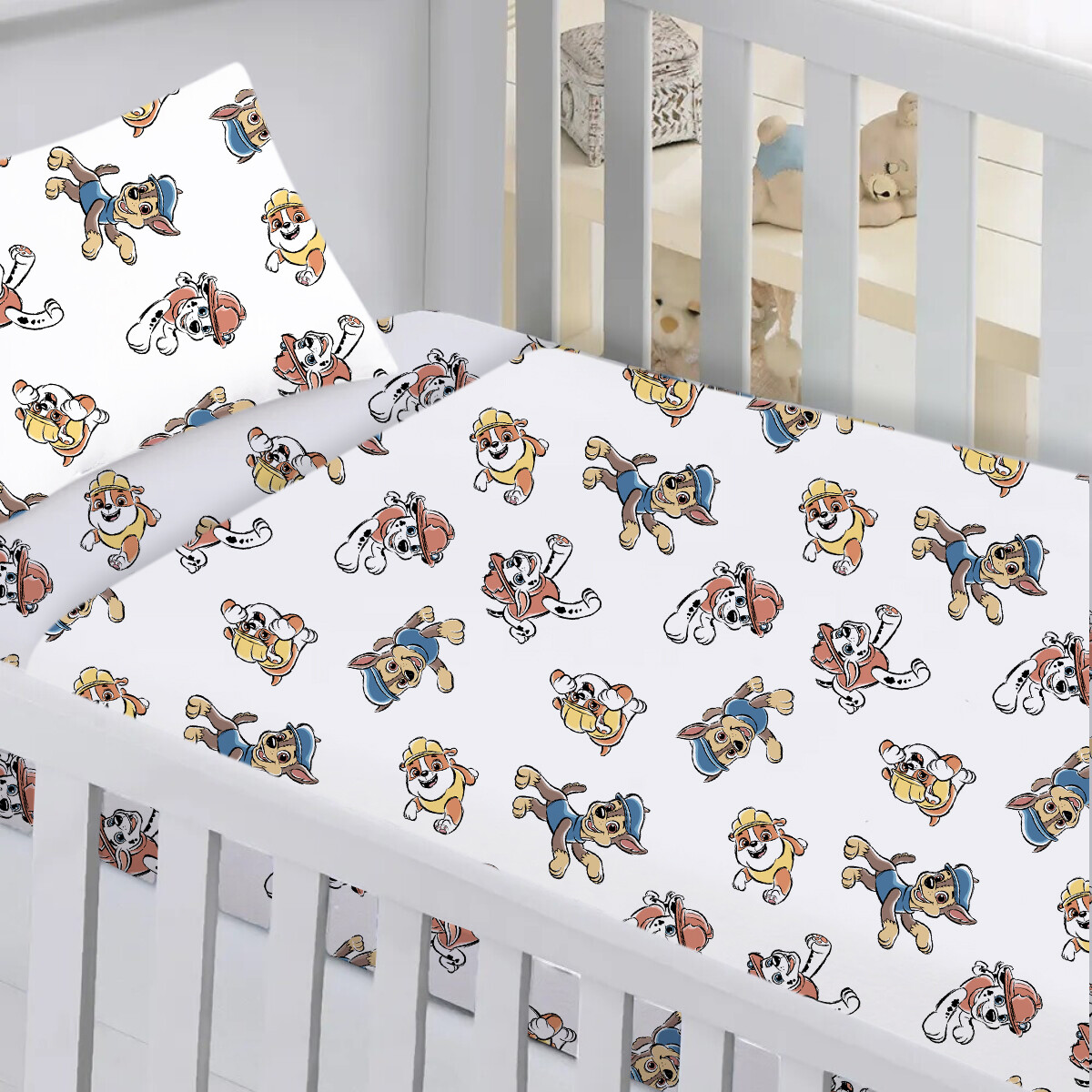 Juego Sábanas para Cuna 130 Hilos 100% Algodón - Paw Patrol 