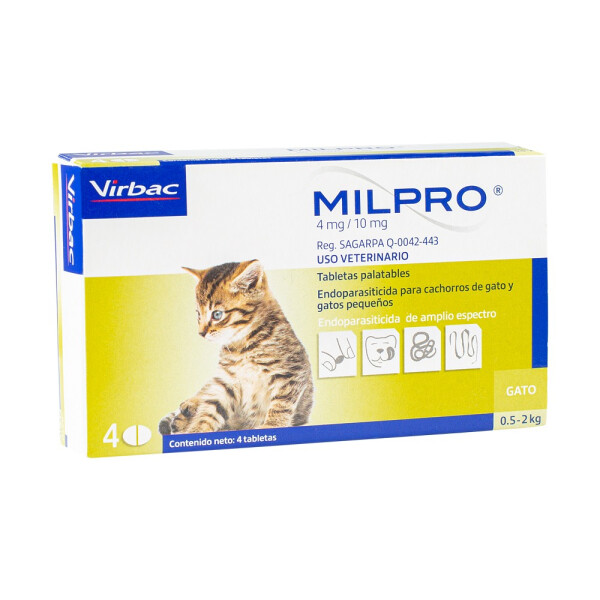 DESPARASITANTE MILPRO VIRBAC PARA GATITOS DESPARASITANTE MILPRO VIRBAC PARA GATITOS