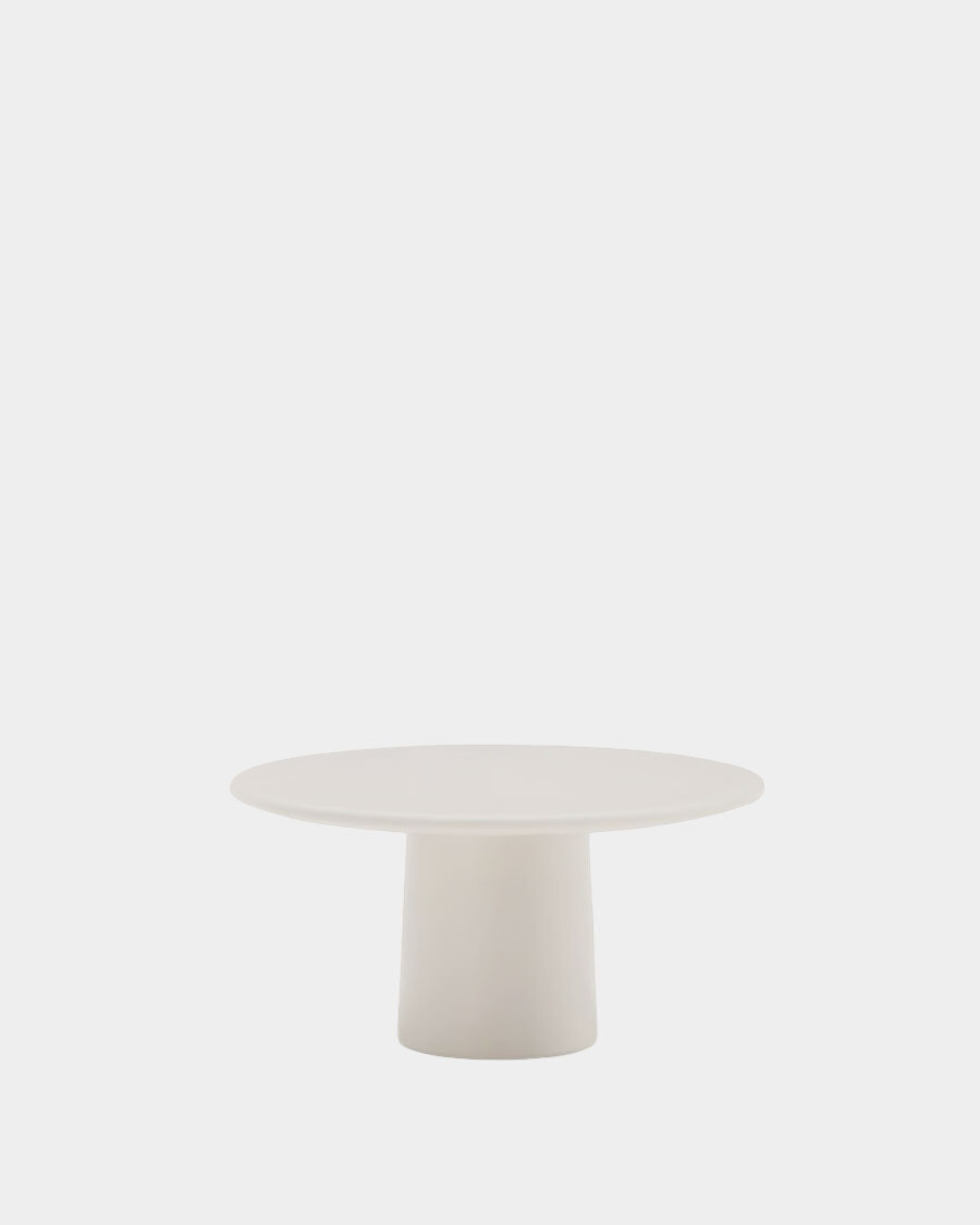 Mesa de centro Albanella de cemento con acabado blanco brillante Ø85 cm