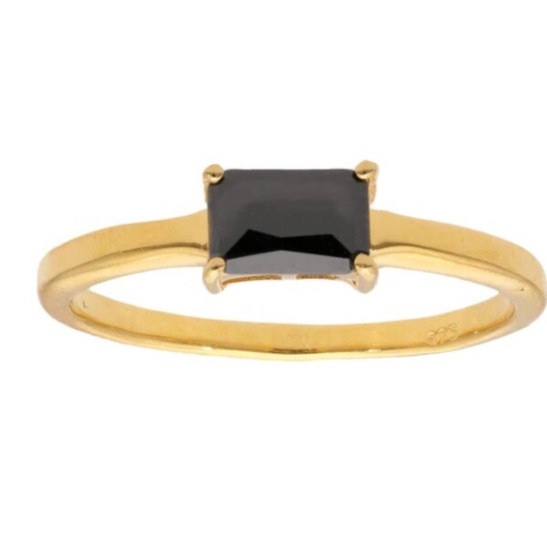 Anillo Solitario-Plata rodinada con micra oro 18k-Piedra Onix- AN2017 conpiedra