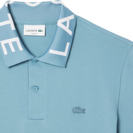 LACOSTE POLO PIQUE JACQUARD MC CELESTE
