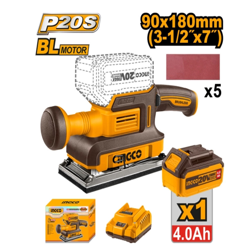 LIJADORA ORBITAL A BATERÍA BRUSHLESS MOTOR 20V P20S C/BAT + CARGADOR + 5 LIJAS I LIJADORA ORBITAL A BATERÍA BRUSHLESS MOTOR 20V P20S C/BAT + CARGADOR + 5 LIJAS I