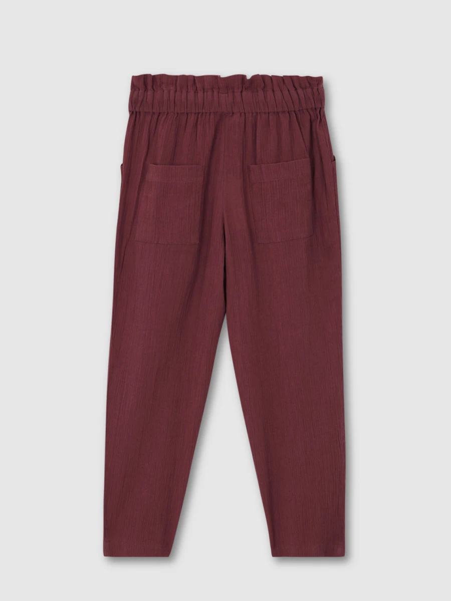 Pantalon Largo De Gasa Berenjena Violeta