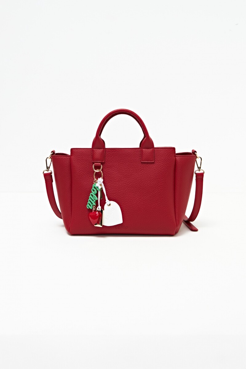 Cartera bandolera con dijes - rojo 