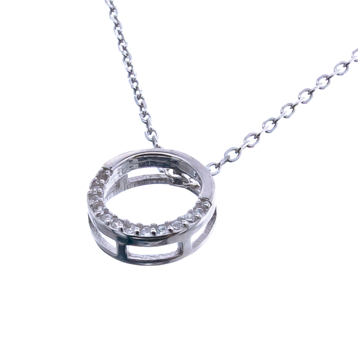 Cadena y dije de Plata 925 rodinada con circonia. 