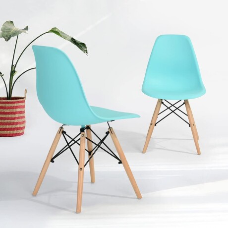 Silla Eames DKR Base En Madera Turquesa