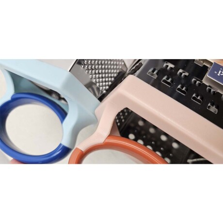 Rallador Cortador Hexagonal en Acero Inoxidable con Manija Celeste