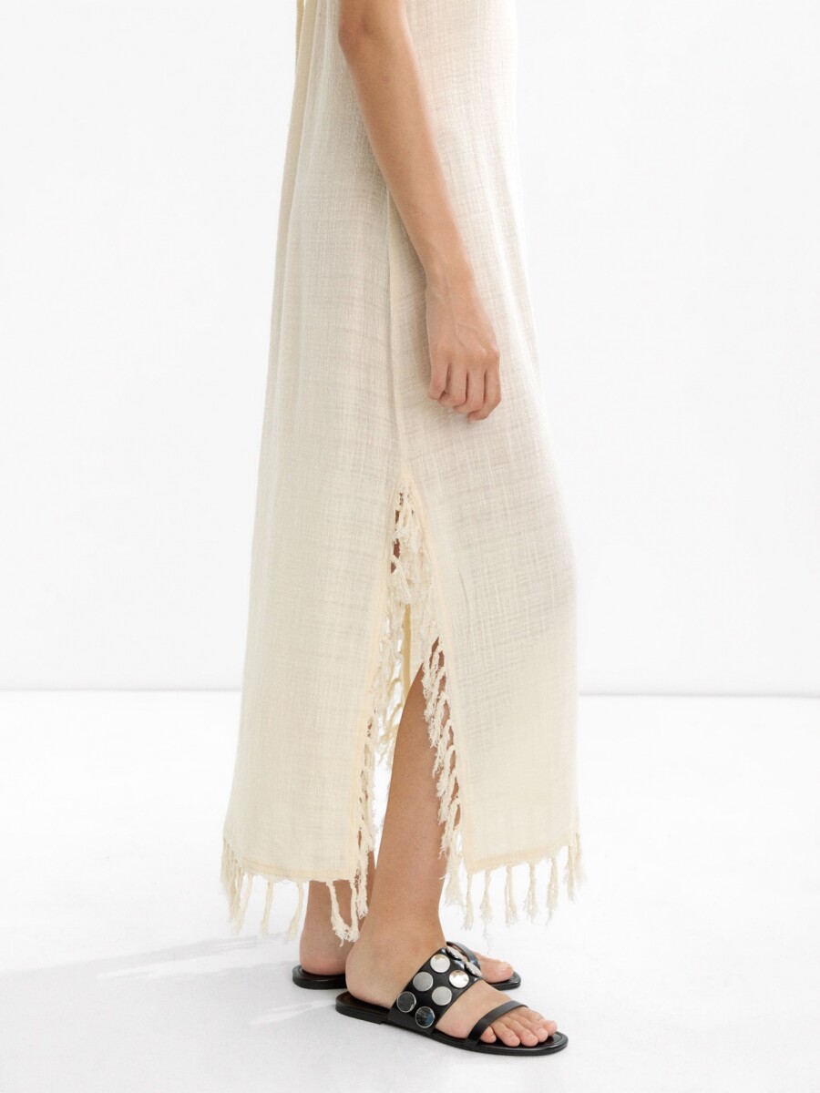 Vestido Largo De Algodón Con Lino crudo