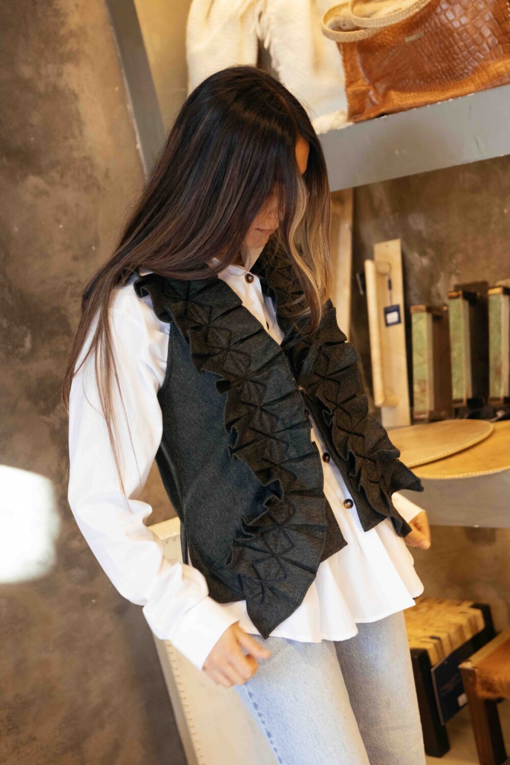 Dancing Queen Vest Tweed Verde / Azul