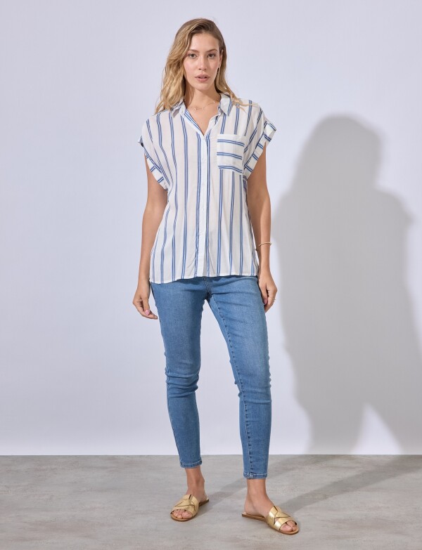 Camisa Stripes BLANCO/AZUL