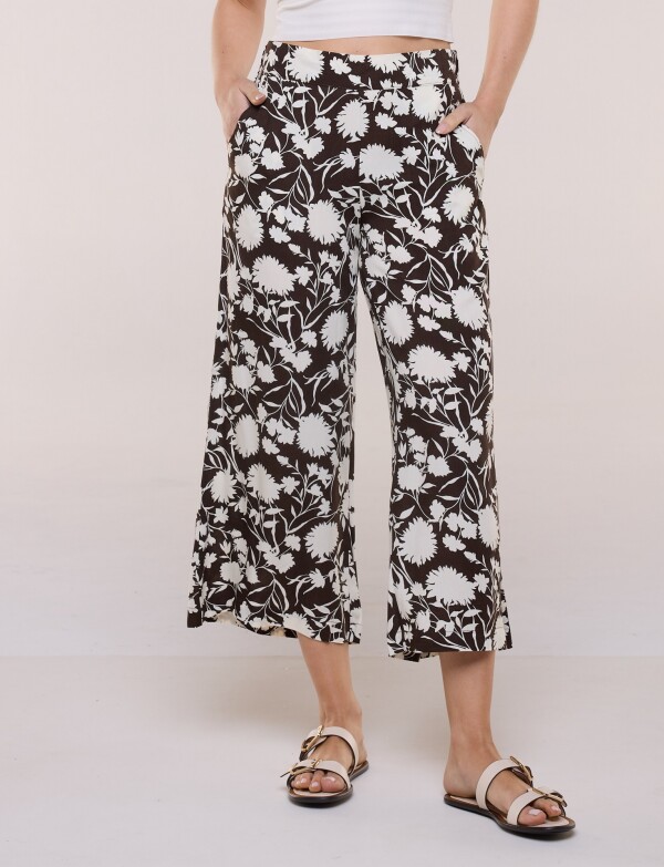Pantalón Crop Fluido MARRON/MULTI